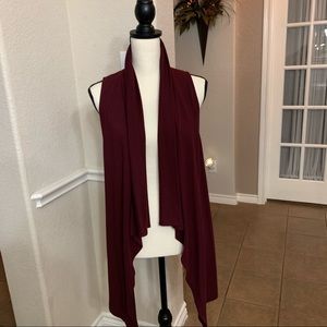 Hail3Y:23 maroon waterfall draped sleeveless sweater cardigan knit vest Size M